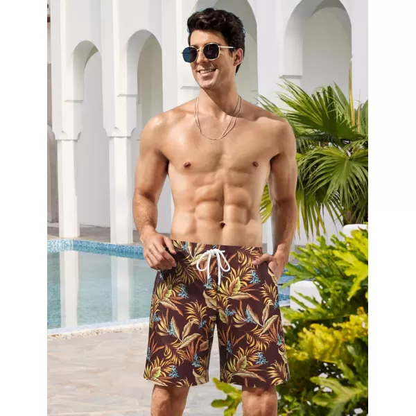 COOFANDY Men's Hawaiian Beach Shorts Elastic Waist Drawstring Lightweight Summer Casual Shorts with Pocket