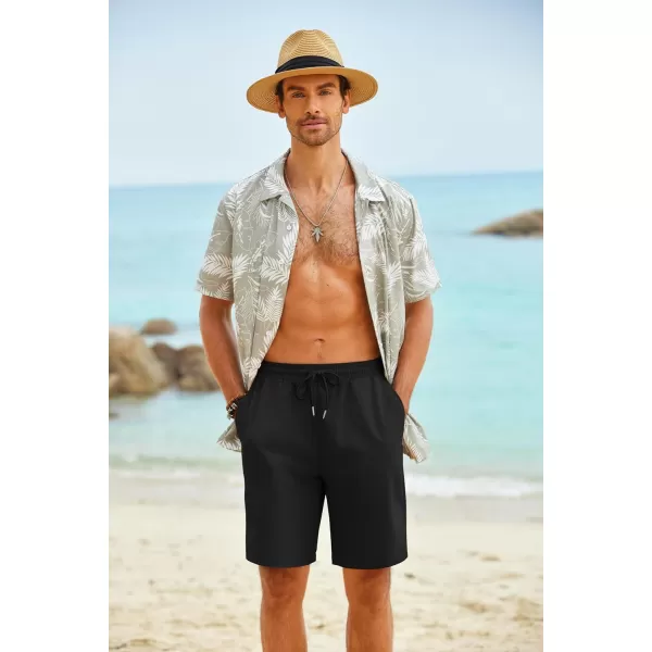 COOFANDY Men's Hawaiian Beach Shorts Elastic Waist Drawstring Lightweight Summer Casual Shorts with Pocket