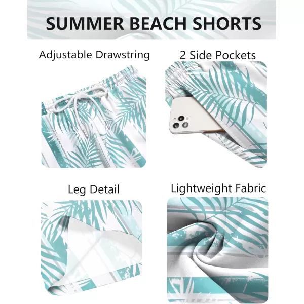COOFANDY Men's Hawaiian Beach Shorts Elastic Waist Drawstring Lightweight Summer Casual Shorts with Pocket