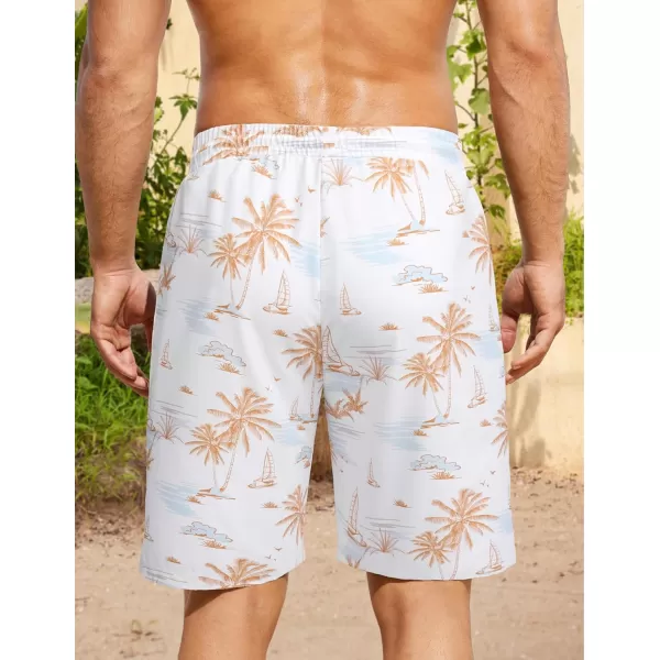 COOFANDY Men's Hawaiian Beach Shorts Elastic Waist Drawstring Lightweight Summer Casual Shorts with Pocket
