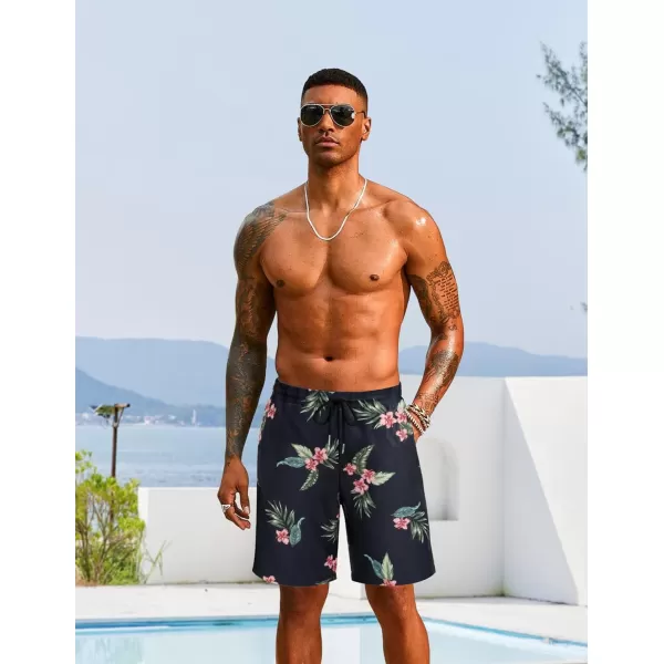 COOFANDY Men's Hawaiian Beach Shorts Elastic Waist Drawstring Lightweight Summer Casual Shorts with Pocket