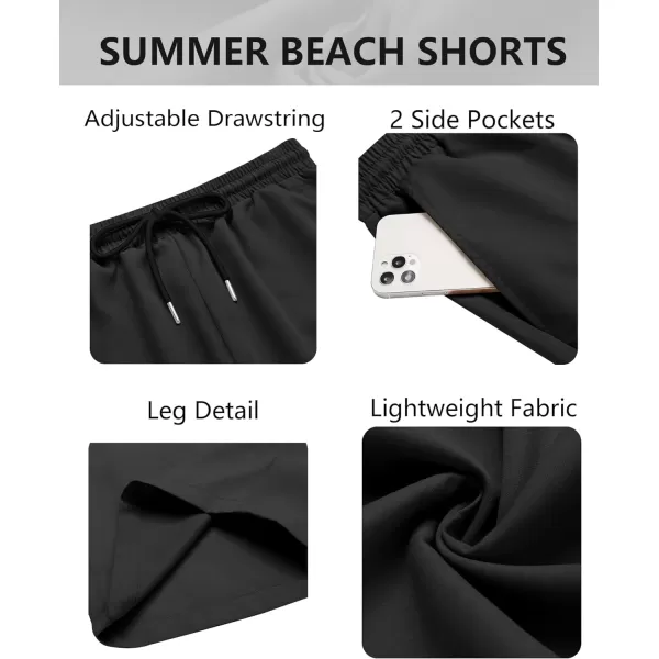 COOFANDY Men's Hawaiian Beach Shorts Elastic Waist Drawstring Lightweight Summer Casual Shorts with Pocket