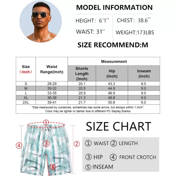 COOFANDY Men's Hawaiian Beach Shorts Elastic Waist Drawstring Lightweight Summer Casual Shorts with Pocket