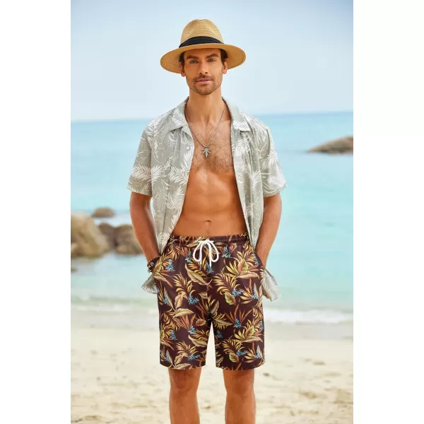 COOFANDY Men's Hawaiian Beach Shorts Elastic Waist Drawstring Lightweight Summer Casual Shorts with Pocket