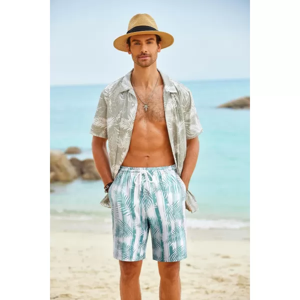COOFANDY Men's Hawaiian Beach Shorts Elastic Waist Drawstring Lightweight Summer Casual Shorts with Pocket