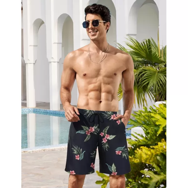COOFANDY Men's Hawaiian Beach Shorts Elastic Waist Drawstring Lightweight Summer Casual Shorts with Pocket