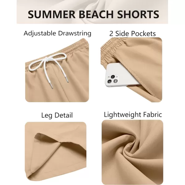 COOFANDY Men's Hawaiian Beach Shorts Elastic Waist Drawstring Lightweight Summer Casual Shorts with Pocket