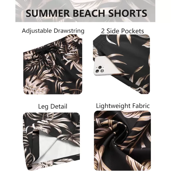 COOFANDY Men's Hawaiian Beach Shorts Elastic Waist Drawstring Lightweight Summer Casual Shorts with Pocket