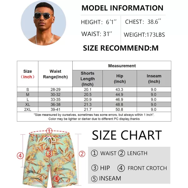 COOFANDY Men's Hawaiian Beach Shorts Elastic Waist Drawstring Lightweight Summer Casual Shorts with Pocket