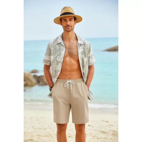 COOFANDY Men's Hawaiian Beach Shorts Elastic Waist Drawstring Lightweight Summer Casual Shorts with Pocket