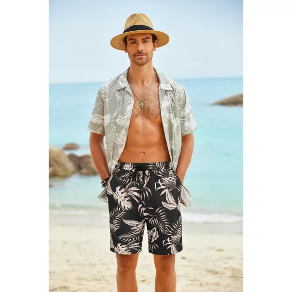 COOFANDY Men's Hawaiian Beach Shorts Elastic Waist Drawstring Lightweight Summer Casual Shorts with Pocket
