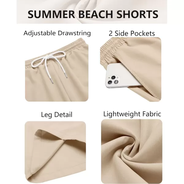 COOFANDY Men's Hawaiian Beach Shorts Elastic Waist Drawstring Lightweight Summer Casual Shorts with Pocket