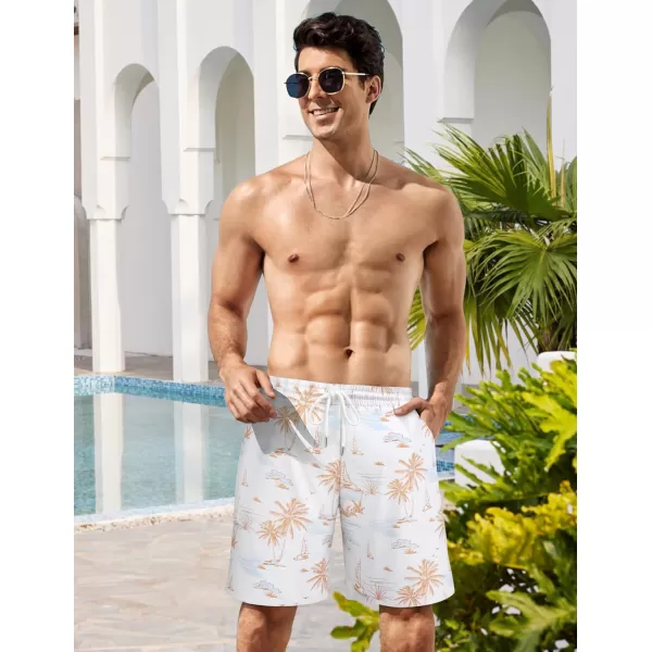 COOFANDY Men's Hawaiian Beach Shorts Elastic Waist Drawstring Lightweight Summer Casual Shorts with Pocket