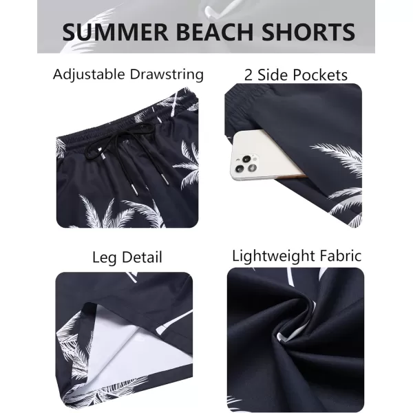 COOFANDY Men's Hawaiian Beach Shorts Elastic Waist Drawstring Lightweight Summer Casual Shorts with Pocket