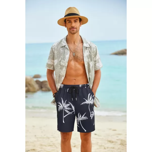 COOFANDY Men's Hawaiian Beach Shorts Elastic Waist Drawstring Lightweight Summer Casual Shorts with Pocket