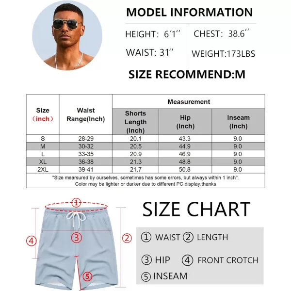 COOFANDY Men's Hawaiian Beach Shorts Elastic Waist Drawstring Lightweight Summer Casual Shorts with Pocket