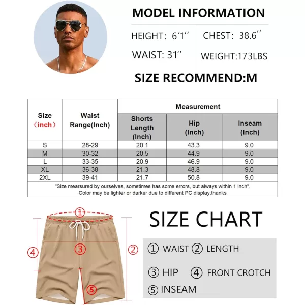 COOFANDY Men's Hawaiian Beach Shorts Elastic Waist Drawstring Lightweight Summer Casual Shorts with Pocket