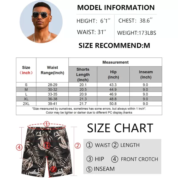 COOFANDY Men's Hawaiian Beach Shorts Elastic Waist Drawstring Lightweight Summer Casual Shorts with Pocket