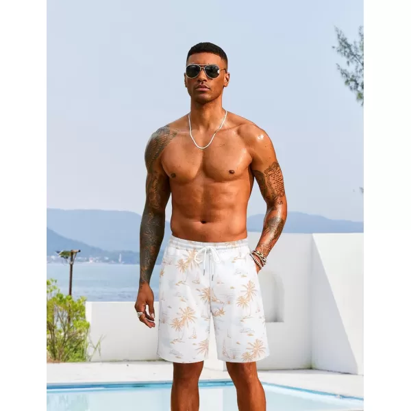 COOFANDY Men's Hawaiian Beach Shorts Elastic Waist Drawstring Lightweight Summer Casual Shorts with Pocket