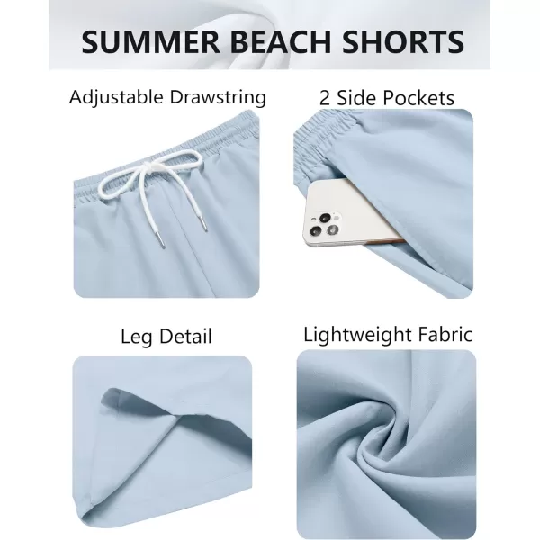 COOFANDY Men's Hawaiian Beach Shorts Elastic Waist Drawstring Lightweight Summer Casual Shorts with Pocket