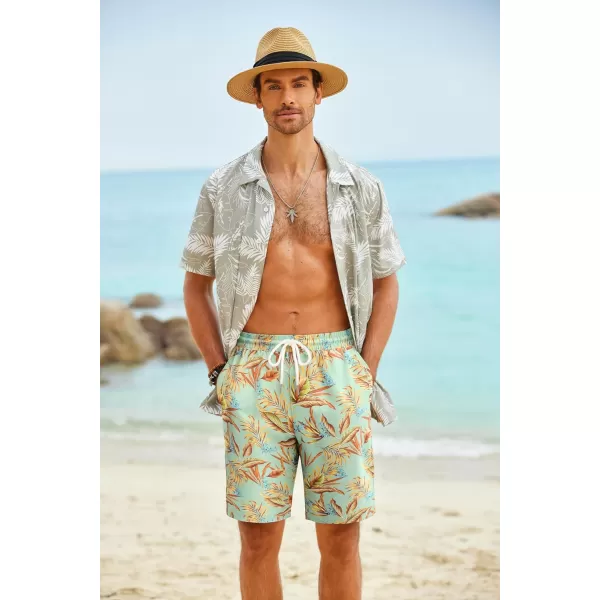 COOFANDY Men's Hawaiian Beach Shorts Elastic Waist Drawstring Lightweight Summer Casual Shorts with Pocket