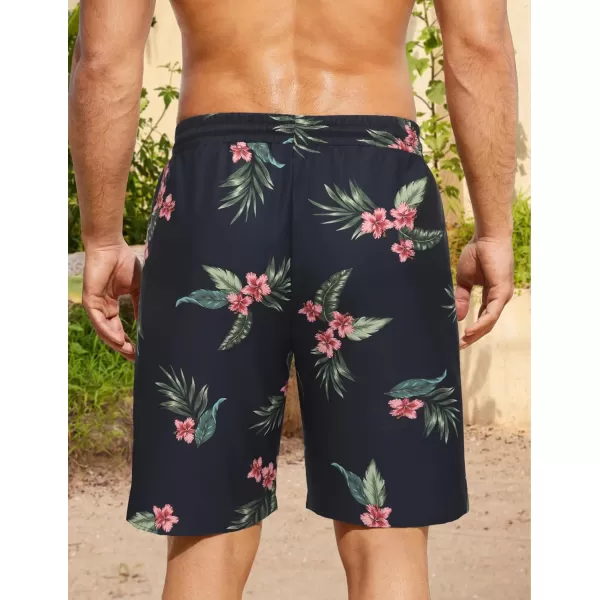 COOFANDY Men's Hawaiian Beach Shorts Elastic Waist Drawstring Lightweight Summer Casual Shorts with Pocket