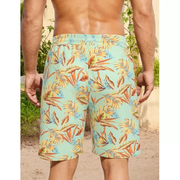 COOFANDY Men's Hawaiian Beach Shorts Elastic Waist Drawstring Lightweight Summer Casual Shorts with Pocket