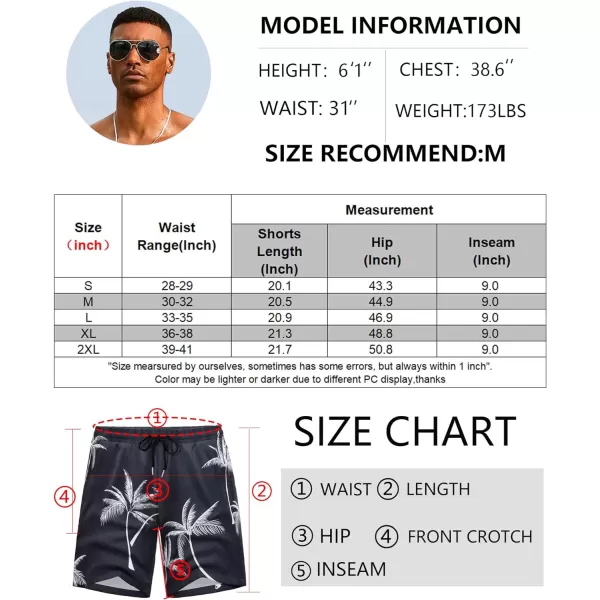 COOFANDY Men's Hawaiian Beach Shorts Elastic Waist Drawstring Lightweight Summer Casual Shorts with Pocket