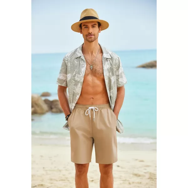 COOFANDY Men's Hawaiian Beach Shorts Elastic Waist Drawstring Lightweight Summer Casual Shorts with Pocket