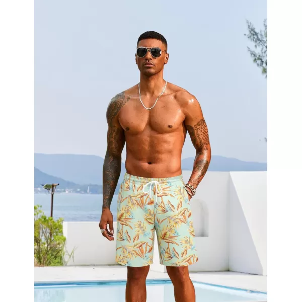 COOFANDY Men's Hawaiian Beach Shorts Elastic Waist Drawstring Lightweight Summer Casual Shorts with Pocket