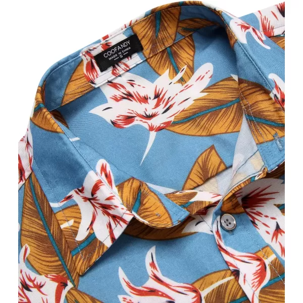 COOFANDY Mens Hawaiian Shirts Short Sleeve Casual Button Down Tropical Beach Shirt