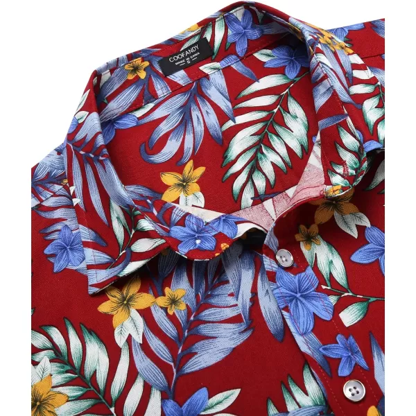 COOFANDY Mens Hawaiian Shirts Short Sleeve Casual Button Down Tropical Beach Shirt