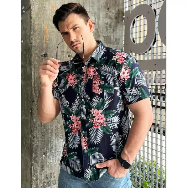 COOFANDY Mens Hawaiian Shirts Short Sleeve Casual Button Down Tropical Beach Shirt