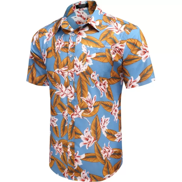 COOFANDY Mens Hawaiian Shirts Short Sleeve Casual Button Down Tropical Beach Shirt