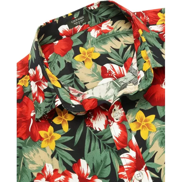 COOFANDY Mens Hawaiian Shirts Short Sleeve Casual Button Down Tropical Beach Shirt