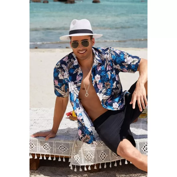 COOFANDY Mens Hawaiian Tropical Shirt Short Sleeve Casual Button Down Floral Summer Beach Shirts with Pocket