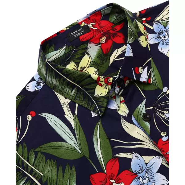 COOFANDY Mens Hawaiian Tropical Shirt Short Sleeve Casual Button Down Floral Summer Beach Shirts with Pocket