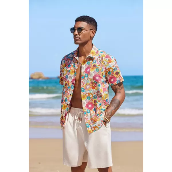 COOFANDY Mens Hawaiian Tropical Shirt Short Sleeve Casual Button Down Floral Summer Beach Shirts with Pocket