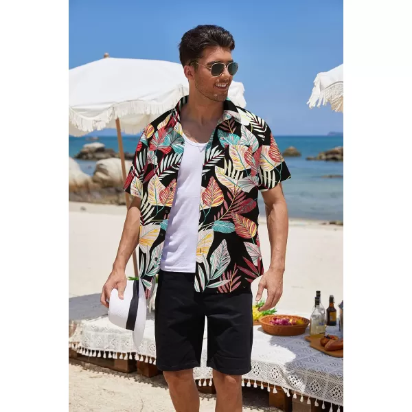 COOFANDY Mens Hawaiian Tropical Shirt Short Sleeve Casual Button Down Floral Summer Beach Shirts with Pocket