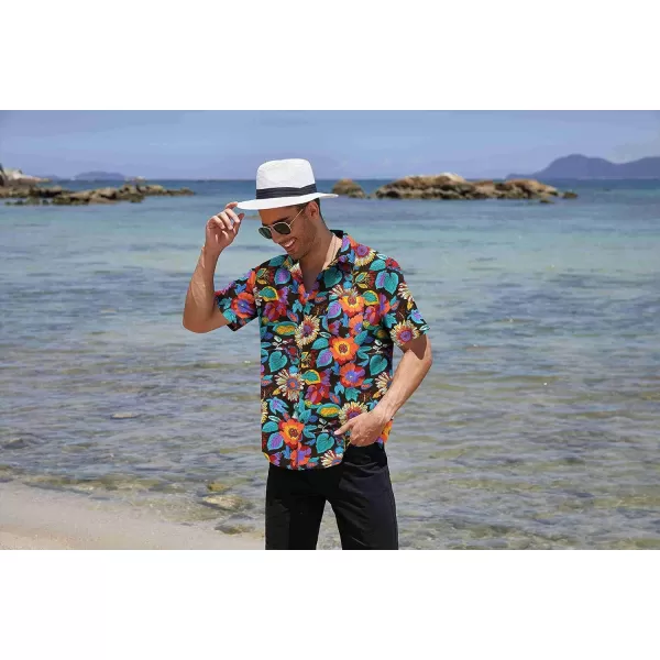 COOFANDY Mens Hawaiian Tropical Shirt Short Sleeve Casual Button Down Floral Summer Beach Shirts with Pocket
