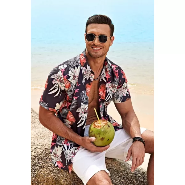 COOFANDY Mens Hawaiian Tropical Shirt Short Sleeve Casual Button Down Floral Summer Beach Shirts with Pocket