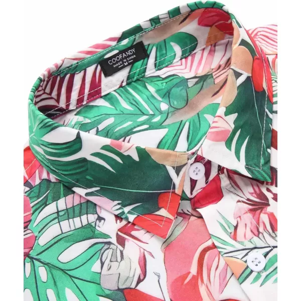 COOFANDY Mens Hawaiian Tropical Shirt Short Sleeve Casual Button Down Floral Summer Beach Shirts with Pocket