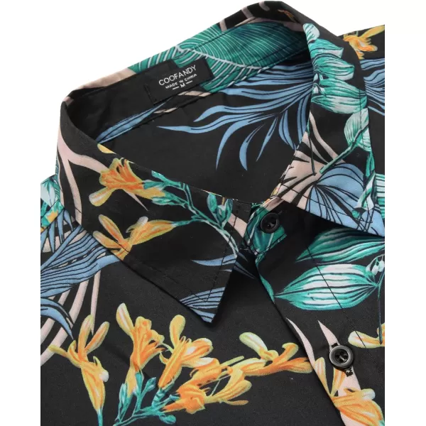 COOFANDY Mens Hawaiian Tropical Shirt Short Sleeve Casual Button Down Floral Summer Beach Shirts with Pocket