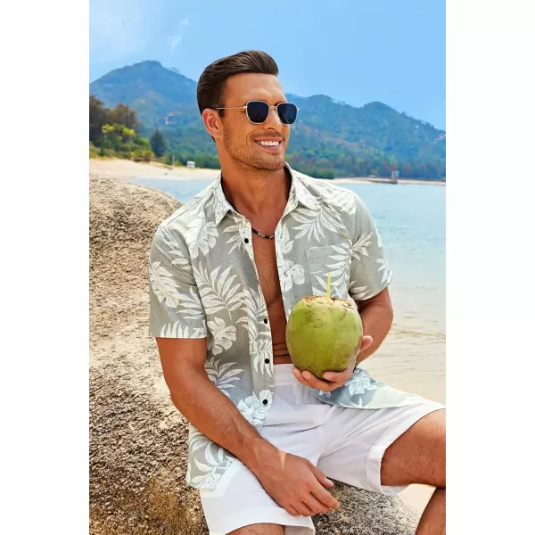 COOFANDY Mens Hawaiian Tropical Shirt Short Sleeve Casual Button Down Floral Summer Beach Shirts with Pocket