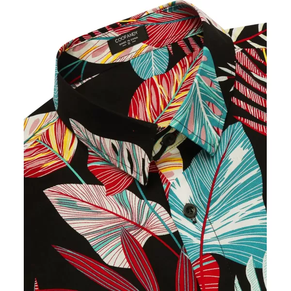 COOFANDY Mens Hawaiian Tropical Shirt Short Sleeve Casual Button Down Floral Summer Beach Shirts with Pocket
