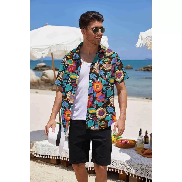 COOFANDY Mens Hawaiian Tropical Shirt Short Sleeve Casual Button Down Floral Summer Beach Shirts with Pocket