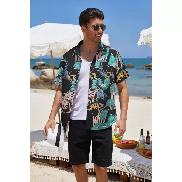 COOFANDY Mens Hawaiian Tropical Shirt Short Sleeve Casual Button Down Floral Summer Beach Shirts with Pocket