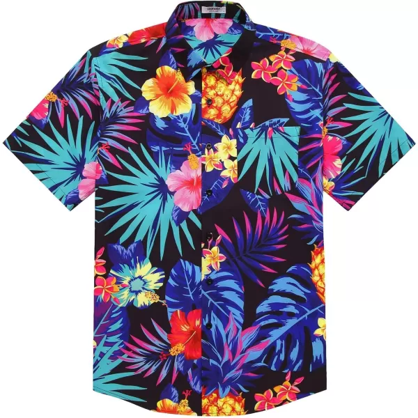COOFANDY Mens Hawaiian Tropical Shirt Short Sleeve Casual Button Down Floral Summer Beach Shirts with Pocket
