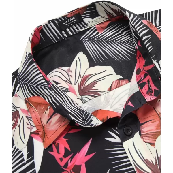 COOFANDY Mens Hawaiian Tropical Shirt Short Sleeve Casual Button Down Floral Summer Beach Shirts with Pocket