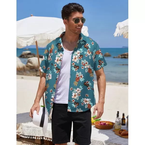 COOFANDY Mens Hawaiian Tropical Shirt Short Sleeve Casual Button Down Floral Summer Beach Shirts with Pocket